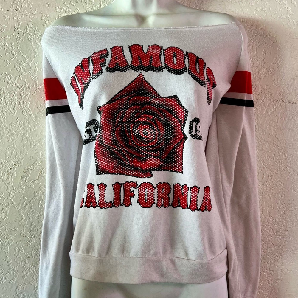 California Women's White and Red Sweater